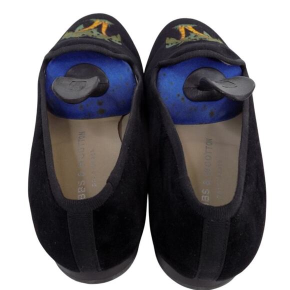Stubbs and Wootton‎ Black Velvet Slippers with Palm Tree Embroidery 6.5 $545 🌴 - Picture 4 of 6